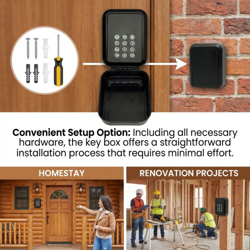 (Black) Electronic Key Box with Password Lock - Wall Mounted 1