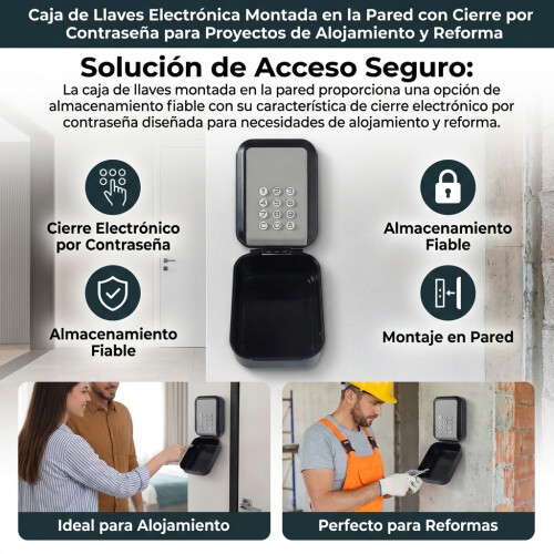 (Gray) Electronic Key Box with Password Lock - Wall Mounted 1
