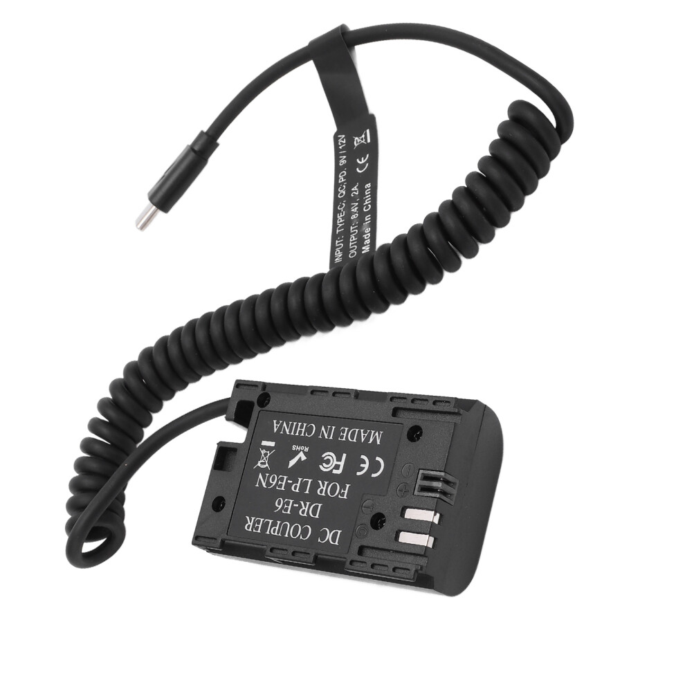 Type C Lpe6 Dummy Battery Dc Power Adapter For 5D4, 6D2, 7D Cameras 5081389039985