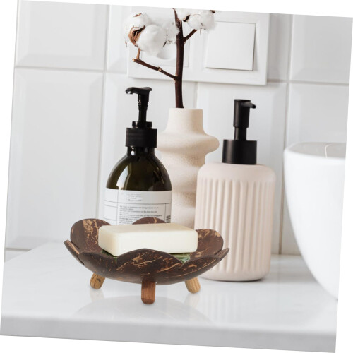 Coconut Shell Soap Dish with Drainage Keeps Soap Dry for Bathroom Kitchen and Shower Use 2