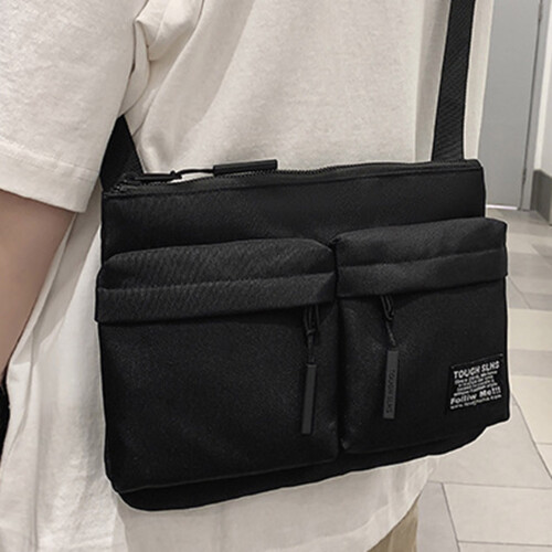 (Black) Men\'s Waterproof Nylon Crossbody Bag 1