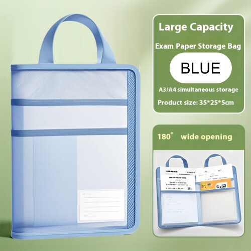(Blue) A4 L-Shape File Pouch for Office & School 2