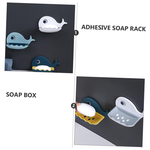 Wall Mounted Soap Dish Self Draining No Drilling Bathroom Kitchen Shower Sink Organizer 1