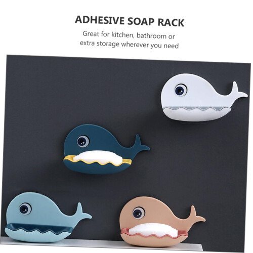Wall Mounted Soap Dish Self Draining No Drilling Bathroom Kitchen Shower Sink Organizer 2