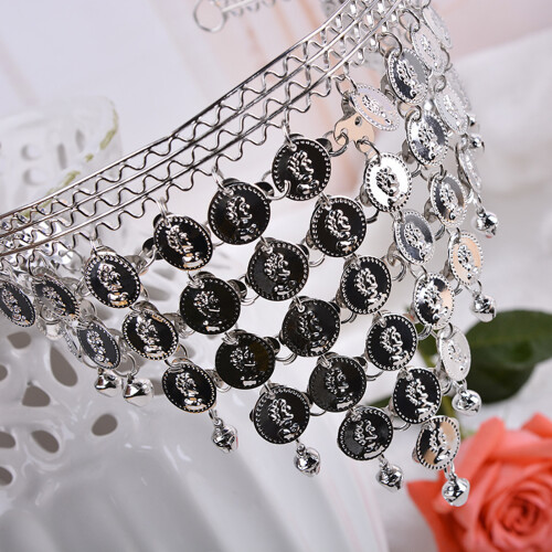 (Silver) Belly Dance Headband with Bells & Coins 1