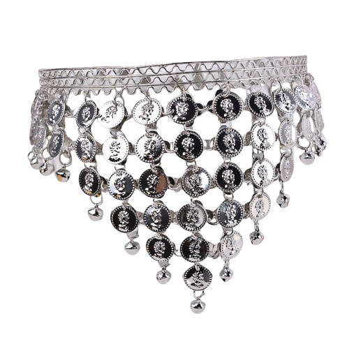(Silver) Belly Dance Headband with Bells & Coins 2
