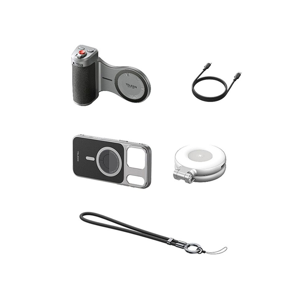 Telesin Selfie Grip For 17 Pro Vlog Handle With Fill Camera Adapter For Enhanced Photography Light 4711941670868