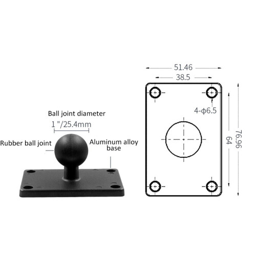 Aluminum Square Mounting Base with 1 Inch Rubber   Motorcycle Mounting Base for RAM Navigation Bracket,Style 3 1