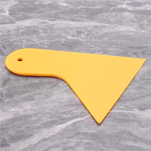 Plastic Yellow Auto Car Window Sticker Film Scraper Squeegee Cleaning Tool 10.5x9.5cm 1