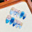 (S) Blue & White Tip False Nails - Easy Application 9