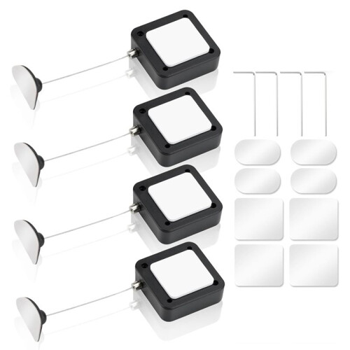 4 Pack 6.5ft Retractable Remote Control Tether with Adjustable Locking Cord, TV Remote Finder and Security Lanyard