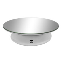 Soporte de Exhibición de Espejo Giratorio Eléctrico 2 Velocidades Peso Máximo 3 Kg Plataforma Giratoria de 360 Grados Fotografía (Blanca)