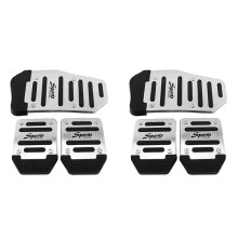 6Pcs Fuel Gas Accelerator Pedal Break Pedal Clutch Pad Cover Foot Pedals Non-Slip for Manual Transmission Car Silver