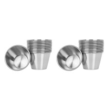 20x Premium Saucen Becher Aus GebüRstetem Edelstahl, GewüRz TöPfe, FlüSsige Dips, Schalen - 2.5Oz 70Ml