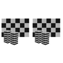 48 St 25X25X5Cm Studio Akoestisch Geluiddicht Schuim Piramide Geluidsisolatie Geluidsabsorptie Behandeling Panelen Zwart + Grijs