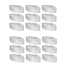 18 Pack Stainless Steel Tart , Heat-Resistant Perforated Cake Mousse Cake Mousse Molds Circle Cutter Pie