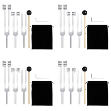 4X (128Hz, 256Hz, 512Hz)Stimmgabel-Set, Stimmgabeln mit Reflexhammer für Chakra/Heilung/Klangtherapie/DNA-Reparatur