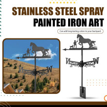 Metal Weathervane Farmer and Horse Mount Weather Vane Wind Direction Indicator