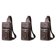 3X WEIXIER Unisex Single-Shoulder Multi-Function Large-Capacity Waist Bag Men's Chest Bag Messenger Bag Brown