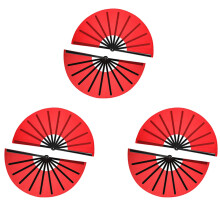 6 Pieces Large Folding Fan Nylon Cloth Handheld Folding Fan Chinese Kung Fu Tai Fan Decoration Fold Hand Fan (Red)