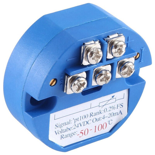2X RTD PT100 Temperature Transmitter Module Thermal Resistance -50-100C DC24V Output 4-20MA 2