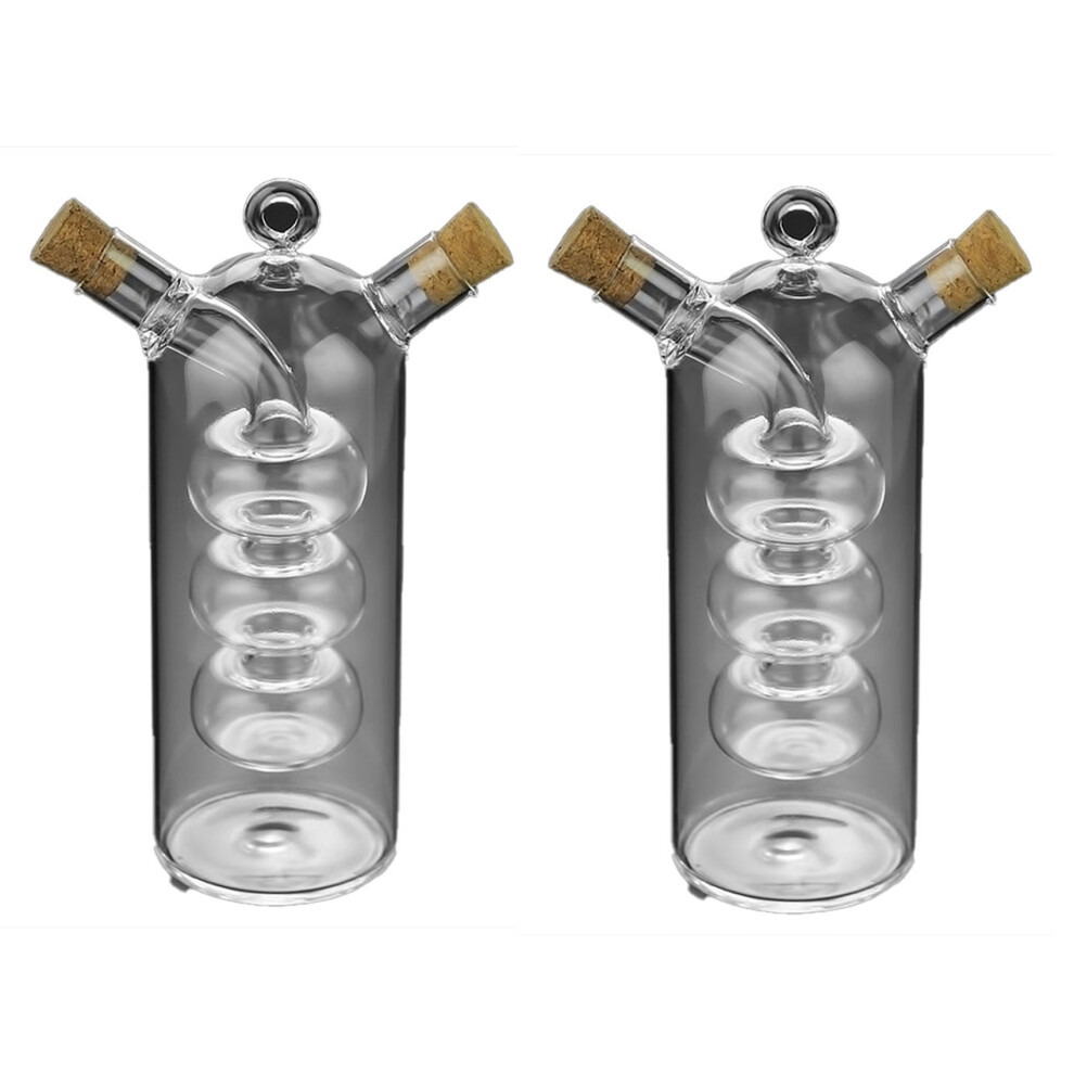 Typecat 2X Double Layer Sauce Oil Bottle 2 In 1 Vinegar Glass Bottle Condiment Seasoning Sealed Kitchen Storage Bottles Jars