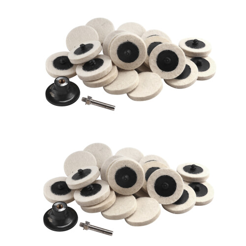 40 Peças 2 Polegadas Tecido de Lã Comprimida Qc Disco Polimento Almofadas Rodas com 2 Peça Suporte de Almofada de Disco