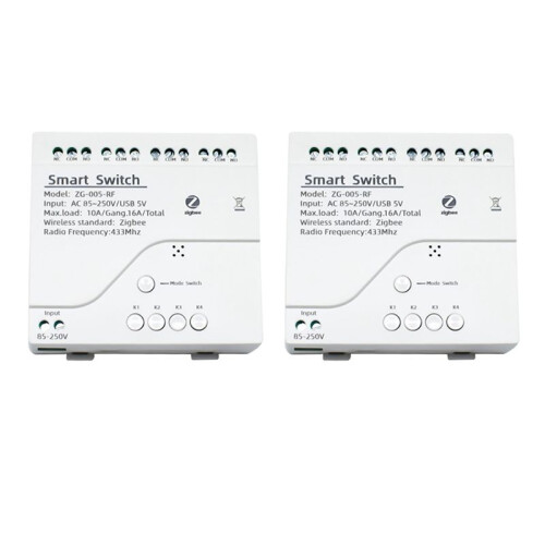 2X 4CH Zigbee  Light  Module AC 85-250V RF433 Receive 10A Relays Work with Alexa Assistant,Tuya  Life