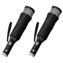 2X Ombrello Inverso Automatico Invertito Riflettente Pieghevole LED Luce Sicura Notte Telaio Antivento Per Uomo Donna Ombrelli