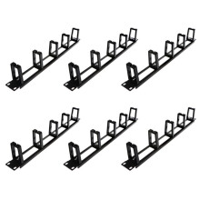 6X 19 Zoll 1U Rack Schränke Kabel Management Netzwerk Organisator Hohle Metall Basis FüNf Ringe Abnehmbarer Draht Manager Rahmen