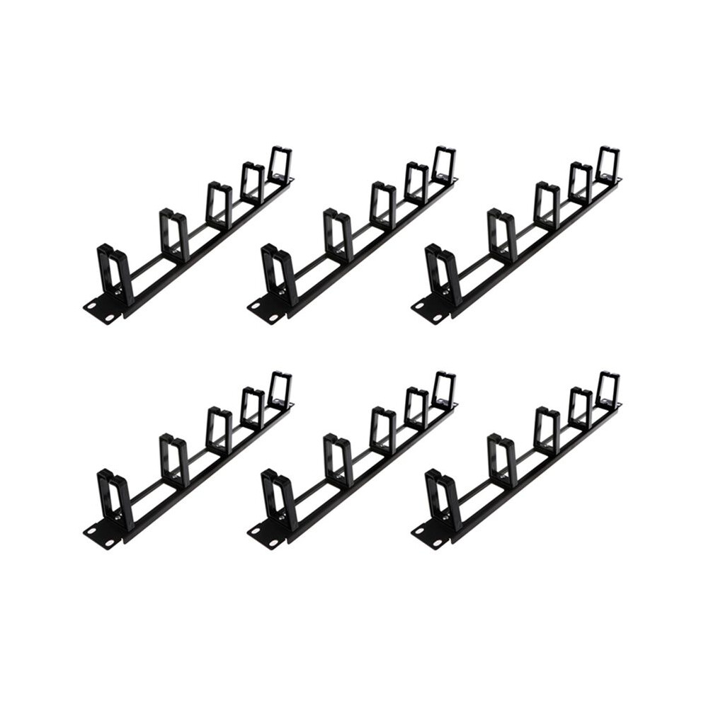 Photos - Cable (video, audio, USB) 6X 19 Inch 1U Rack Cabinets Cable Management Network Organizer Hollow Metal Base Five Ring Detachable Wire Manager Frame