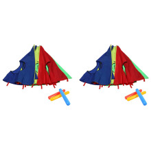 2X Rainbow Parachute Parachute 6 Feet, Parachute Outdoor Game (W Mouse) Activity Toy with 6X Air Sticks 2M