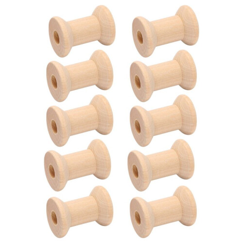 40Pcs Wooden Empty Thread Spools Natural Color 29mm X23mm