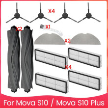 Kits D'Accessoires de Rechange pour Aspirateur Robot Mova S10 / Mova S10 : Brosse Latérale Principale, Filtre Hepa, Tampon de Nettoyage.