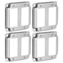 4Pcs 4 Inch Square Double Electrical Box Cover, 1/2 Inch Raised, Exposed Work, Galvanized Steel, Crushed Corners