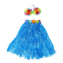 24 Set Hawaiian Grass Skirt Flower Hula Lei Wristband Garland Fancy Dress Costume -