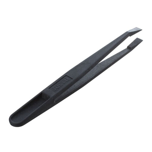 10X Manual Tool Black Plastic Flat Tip Anti-Static Tweezers 1
