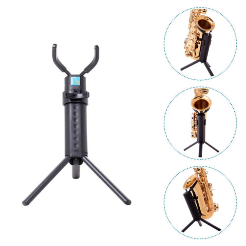Alto Saxophone Stand Foldable NonSkid Stable Base with Blue Case for Secure Sax Storage 2