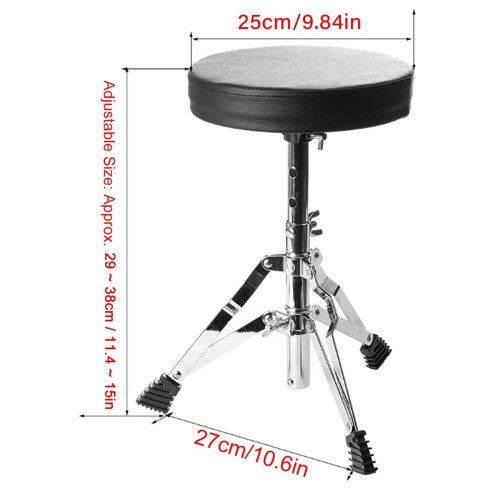 Drum Throne Adjustable Height Padded Seat with 5A Maple Sticks Stable Tripod Base for Drummers 1