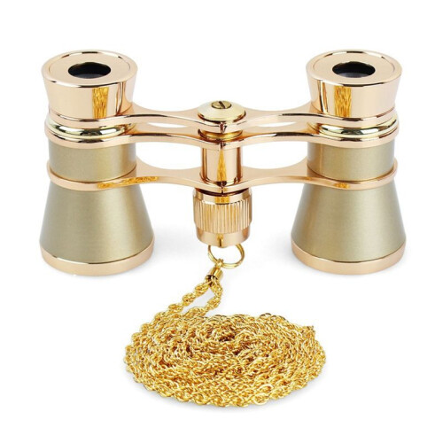 3X25 Opera Viewing Binoculars All Metal with Handle/Chain Ladies Retro Small Binoculars  Binocular