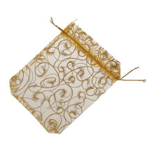 300Pcs 10X15cm Eyelash Printed Gold Organza Bags Jewelry Pouch Bags Organza Pouches for Wedding Favors Candy Gift Bags