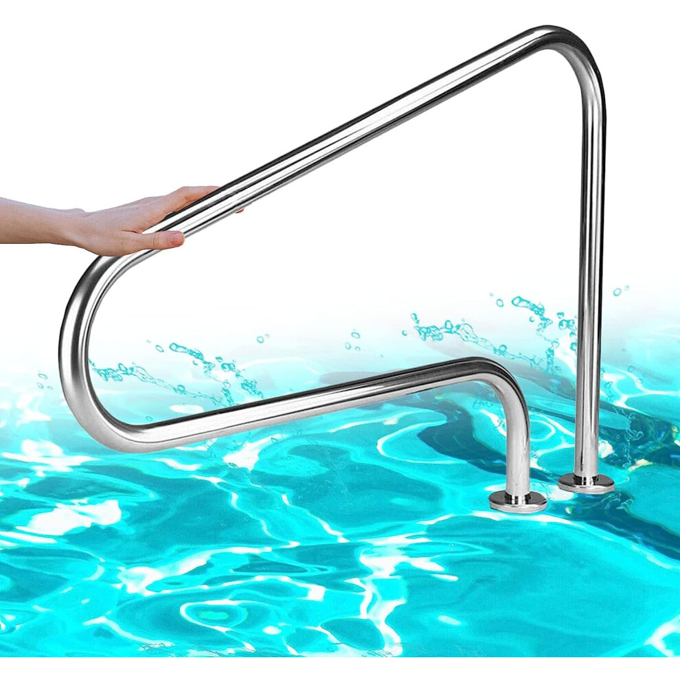 Pool Handrail For Inground Pool Entry, Rustproof Ergonomic Curved Grip, 250Lbs Capacity With Mounting Kit 9771547369974