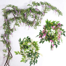4 Unidades de 7 Pés / Unidades de Videira de Glicínia Artificial, Guirlanda de Flores, Roxo