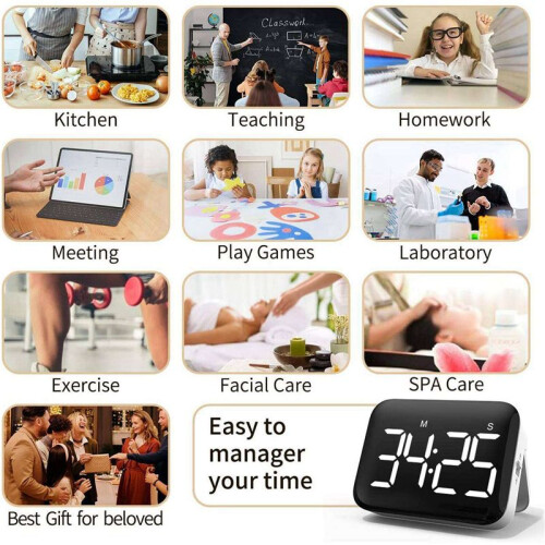 4X Digital Kitchen Timer - Magnetic Countdown Count  Timer with Large LED Display Loud Volume for Cooking and for Kids 2