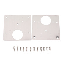 Placa de fixação de dobradiça em aço inoxidável com 5 furos para armários.