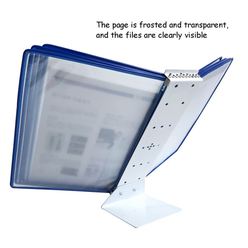 Wall Mounted Document Holder A4 Display Panel System with 10 A4 Pockets, Black Reference Organizer 2