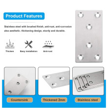 12 PCS Mending Plates Straight Brace Brackets Heavy Duty Flat Bracket Stainless Steel Repair Plates for Furniture Wood