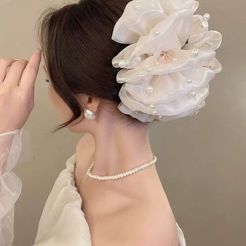 Dcph-Clothing Pearl Hair Claw Clips For Thick/Thin Hair