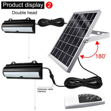 Luz Pendente Solar de CabeçA Dupla Ao Ar Livre à Prova D'áGua Sensor de Movimento de Jardim LED Cabo Remoto ReguláVel GalpãO de Luz Solar