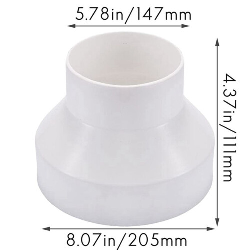 3X Ventilation Pipe Reducer Adapter Pipe Air Duct Adapter Pipe Connector for Inline Ventilation System(200-150mm) 2